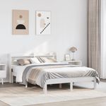 Casa si Gradina - Mobilier - Paturi si accesorii - Paturi - Cadru de pat cu tablie, alb, 140x200 cm, lemn masiv de pin - Infinity.ro