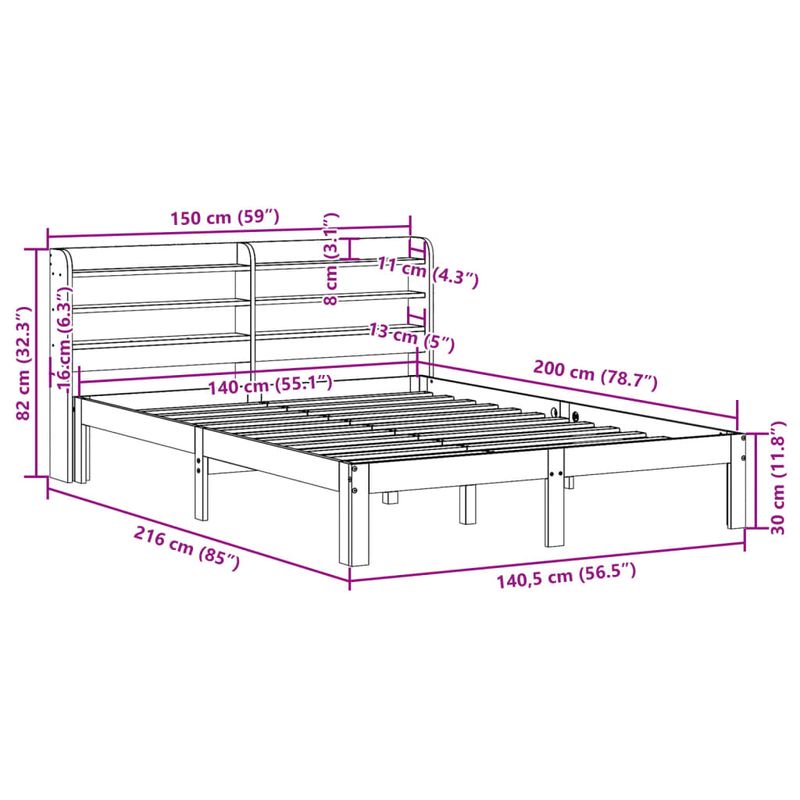 Casa si Gradina - Mobilier - Paturi si accesorii - Paturi - Cadru de pat cu tablie, alb, 140x200 cm, lemn masiv de pin - Infinity.ro