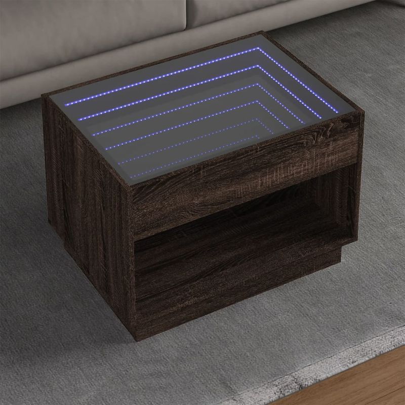 Casa si Gradina - Mobilier - Mese si birouri - Masute de cafea - Masuta de cafea cu LED infinity, stejar maro, 70x50x50 cm - Infinity.ro