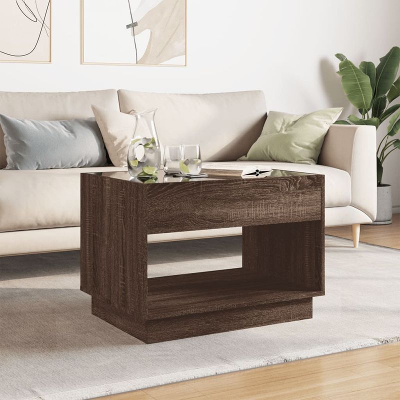 Casa si Gradina - Mobilier - Mese si birouri - Masute de cafea - Masuta de cafea cu LED infinity, stejar maro, 70x50x50 cm - Infinity.ro