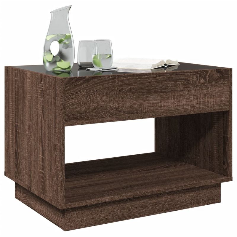 Casa si Gradina - Mobilier - Mese si birouri - Masute de cafea - Masuta de cafea cu LED infinity, stejar maro, 70x50x50 cm - Infinity.ro