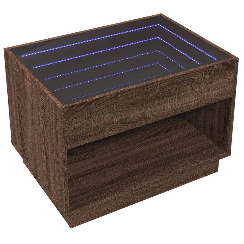Casa si Gradina - Mobilier - Mese si birouri - Masute de cafea - Masuta de cafea cu LED infinity, stejar maro, 70x50x50 cm - Infinity.ro