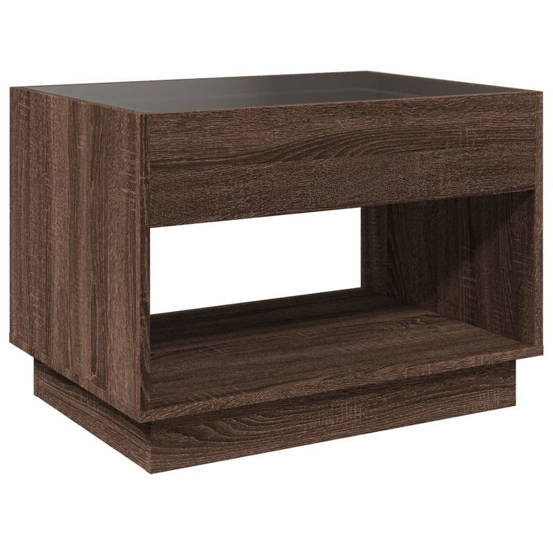 Casa si Gradina - Mobilier - Mese si birouri - Masute de cafea - Masuta de cafea cu LED infinity, stejar maro, 70x50x50 cm - Infinity.ro