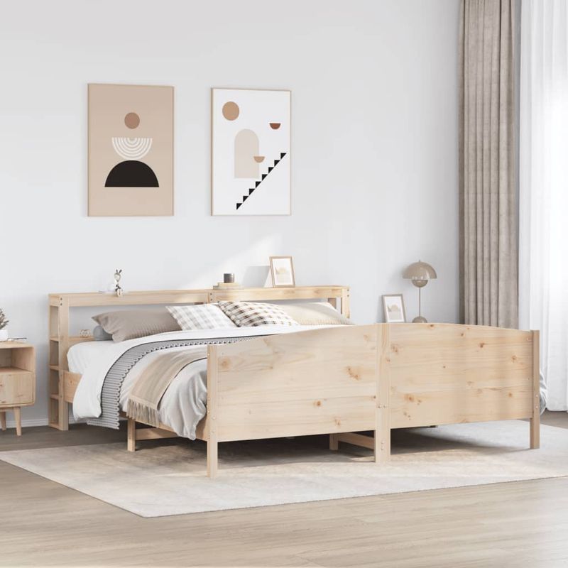 Casa si Gradina - Mobilier - Paturi si accesorii - Paturi - Cadru de pat fara saltea, 200x200 cm, lemn masiv pin - Infinity.ro