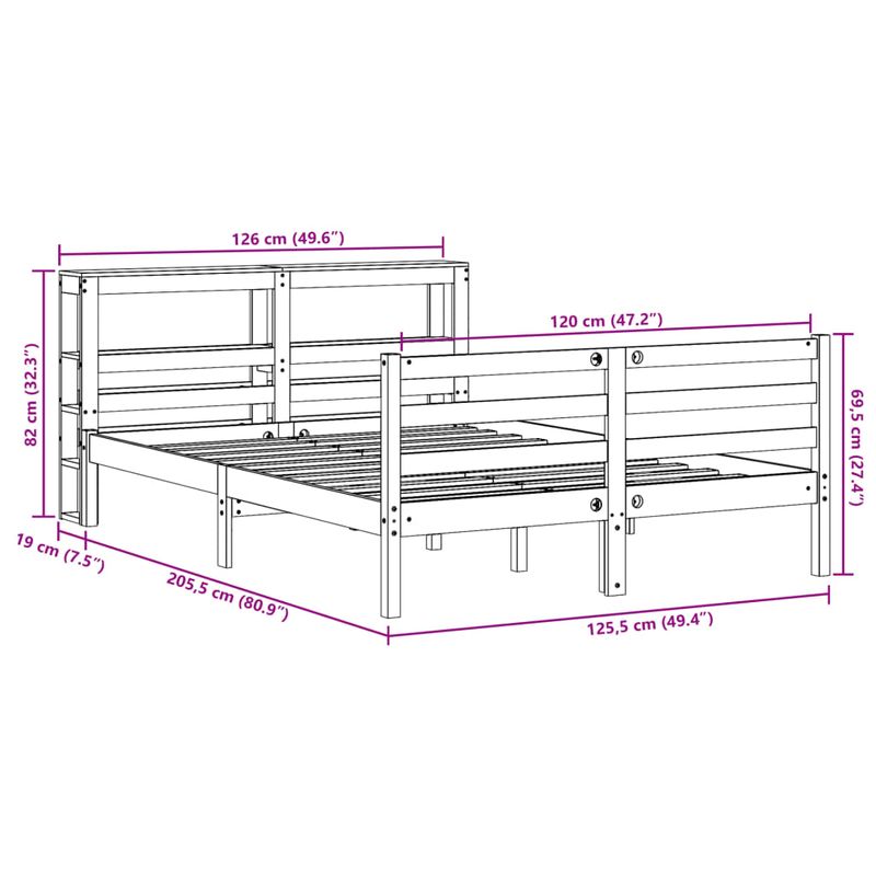 Casa si Gradina - Mobilier - Paturi si accesorii - Paturi - Cadru de pat fara saltea, 120x200 cm, lemn masiv pin - Infinity.ro