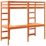Casa si Gradina - Mobilier - Paturi si accesorii - Paturi - Cadru pat supraetajat cu birou, maro ceruit, 90x200 cm, lemn masiv pin - Infinity.ro