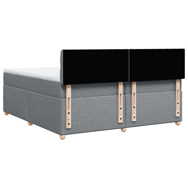 Casa si Gradina - Mobilier - Paturi si accesorii - Paturi - Pat box spring cu saltea, gri deschis, 200x200 cm, textil - Infinity.ro