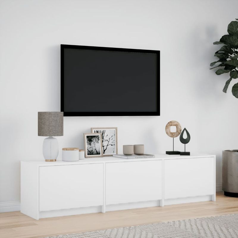 Casa si Gradina - Mobilier - Comode si corpuri - Comode - Dulap TV cu LED, alb, 165x34x40 cm, lemn prelucrat - Infinity.ro
