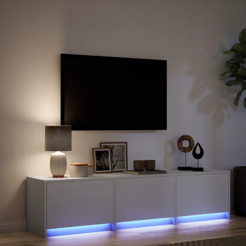 Casa si Gradina - Mobilier - Comode si corpuri - Comode - Dulap TV cu LED, alb, 165x34x40 cm, lemn prelucrat - Infinity.ro