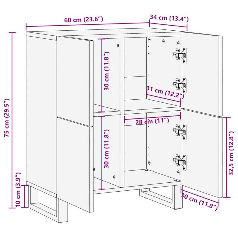 Casa si Gradina - Mobilier - Dulapuri si sifoniere - Dulapuri - Dulap, 60x34x75 cm, lemn masiv de acacia - Infinity.ro