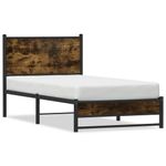 Casa si Gradina - Mobilier - Paturi si accesorii - Paturi - Cadru pat metalic fara saltea, stejar fumuriu, 80x200 cm - Infinity.ro