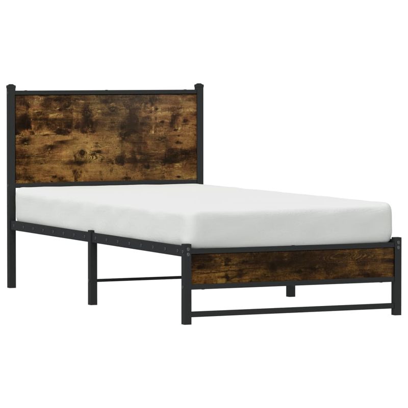 Casa si Gradina - Mobilier - Paturi si accesorii - Paturi - Cadru pat metalic fara saltea, stejar fumuriu, 80x200 cm - Infinity.ro