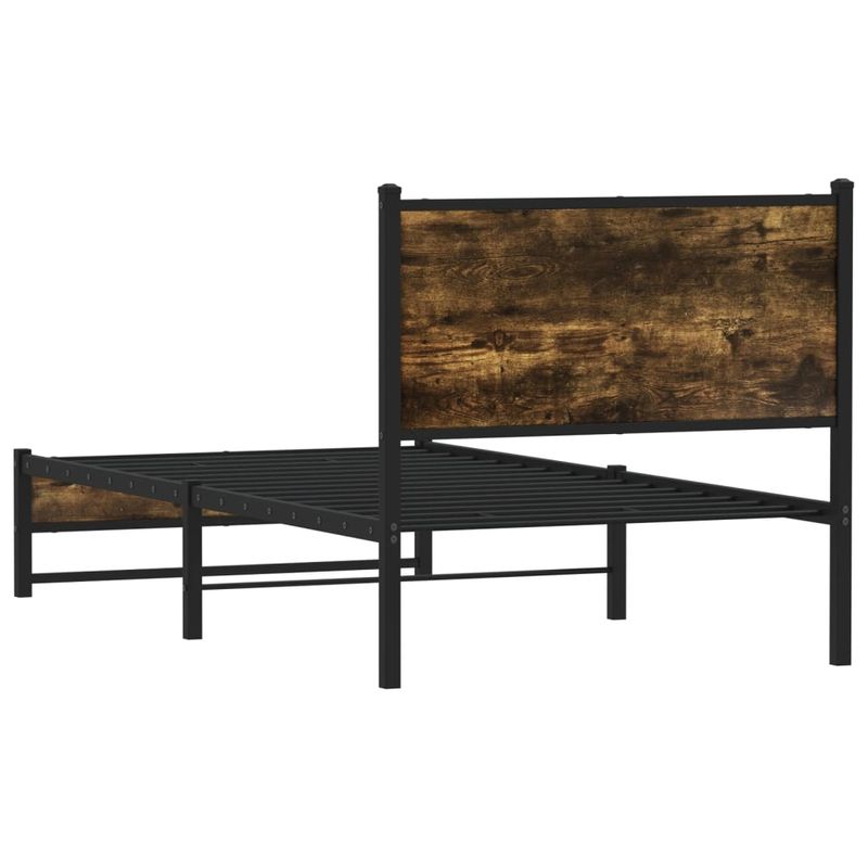 Casa si Gradina - Mobilier - Paturi si accesorii - Paturi - Cadru pat metalic fara saltea, stejar fumuriu, 80x200 cm - Infinity.ro