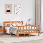 Casa si Gradina - Mobilier - Paturi si accesorii - Paturi - Cadru de pat cu tablie, maro ceruit, 120x200 cm, lemn masiv pin - Infinity.ro