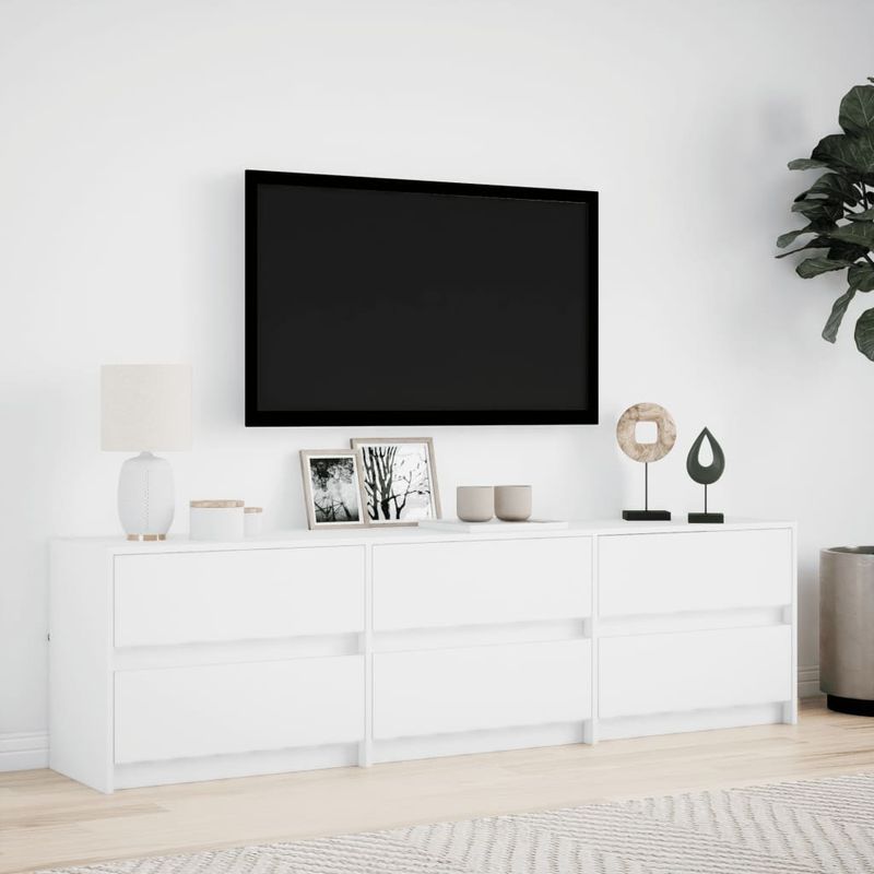 Casa si Gradina - Mobilier - Comode si corpuri - Comode - Dulap TV cu LED, alb, 180x34x50 cm, lemn prelucrat - Infinity.ro