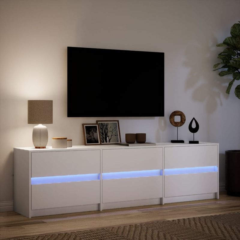 Casa si Gradina - Mobilier - Comode si corpuri - Comode - Dulap TV cu LED, alb, 180x34x50 cm, lemn prelucrat - Infinity.ro