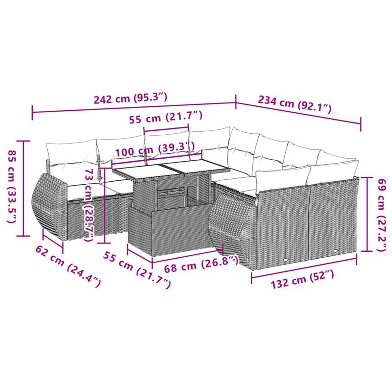 Casa si Gradina - Gradina si terasa - Mobilier exterior - Seturi mobila gradina - Set canapele de gradina cu perne, 9 piese gri deschis poliratan - Infinity.ro