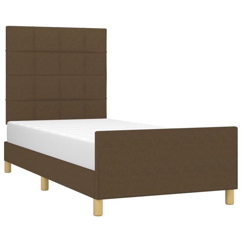 Casa si Gradina - Mobilier - Paturi si accesorii - Paturi - Cadru de pat cu tablie, maro inchis, 100x200 cm, textil - Infinity.ro