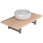 Casa si Gradina - Mobilier - Seturi de mobilier - Seturi baie - Set mobilier de baie din doua piese, stejar, ceramica, mărime raft de 60 cm și chiuvetă rotundă de 40 cm - Infinity.ro