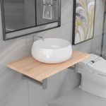 Casa si Gradina - Mobilier - Seturi de mobilier - Seturi baie - Set mobilier de baie din doua piese, stejar, ceramica, mărime raft de 60 cm și chiuvetă rotundă de 40 cm - Infinity.ro