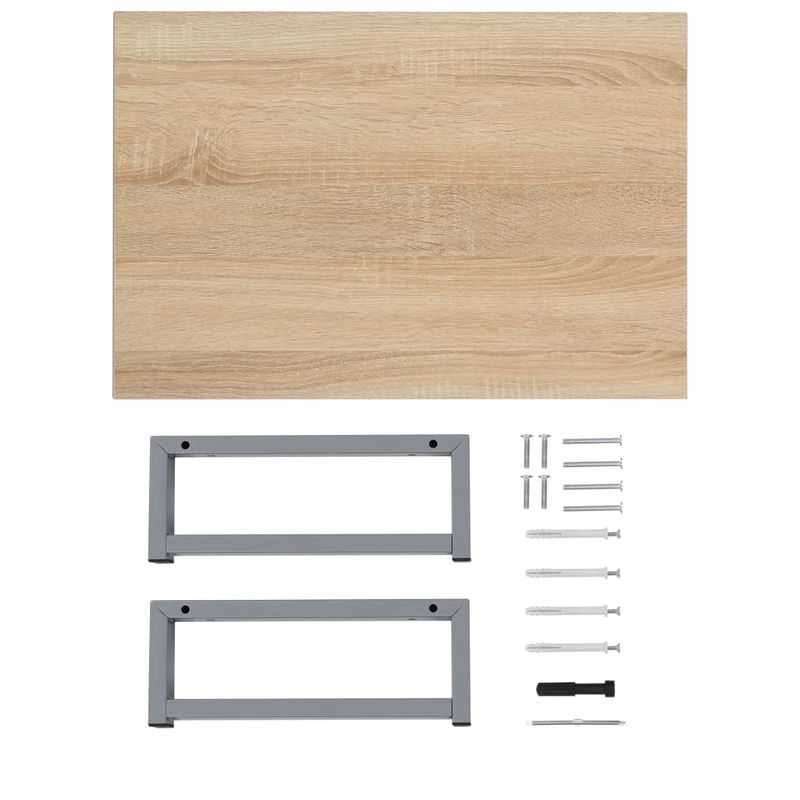 Casa si Gradina - Mobilier - Seturi de mobilier - Seturi baie - Set mobilier de baie din doua piese, stejar, ceramica, mărime raft de 60 cm și chiuvetă rotundă de 40 cm - Infinity.ro