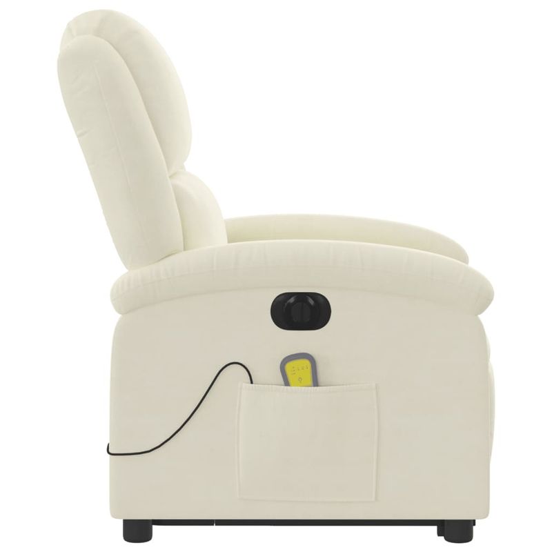 Ingrijire personala si Cosmetice - Sanatate si wellness - Articole wellness - Fotolii de masaj - Fotoliu electric de masaj rabatabil cu ridicare, crem, catifea - Infinity.ro