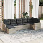 Casa si Gradina - Gradina si terasa - Mobilier exterior - Canapele si fotolii gradina - Set canapele de gradina cu perne, 7piese gri deschis poliratan - Infinity.ro
