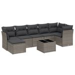 Casa si Gradina - Gradina si terasa - Mobilier exterior - Seturi mobila gradina - Set mobilier de gradina cu perne, 8 piese gri deschis poliratan - Infinity.ro