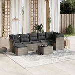 Casa si Gradina - Gradina si terasa - Mobilier exterior - Seturi mobila gradina - Set mobilier de gradina cu perne, 8 piese gri deschis poliratan - Infinity.ro