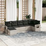 Casa si Gradina - Gradina si terasa - Mobilier exterior - Seturi mobila gradina - Set canapele de gradina cu perne, 7piese gri deschis poliratan - Infinity.ro
