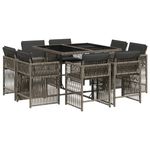 Casa si Gradina - Gradina si terasa - Mobilier exterior - Seturi mobila gradina - Set mobilier gradina cu perne, 9 piese, gri, poliratan - Infinity.ro