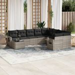 Casa si Gradina - Gradina si terasa - Mobilier exterior - Seturi mobila gradina - Set canapele de gradina cu perne 10 piese gri deschis poliratan - Infinity.ro