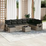 Casa si Gradina - Gradina si terasa - Mobilier exterior - Seturi mobila gradina - Set canapele de gradina cu perne, 9 piese gri deschis poliratan - Infinity.ro