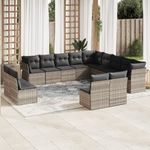 Casa si Gradina - Gradina si terasa - Mobilier exterior - Seturi mobila gradina - Set canapele de gradina cu perne, 13piese gri deschis poliratan - Infinity.ro
