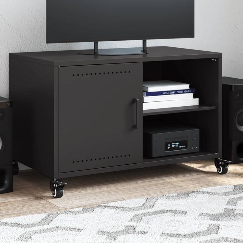 Casa si Gradina - Mobilier - Comode si corpuri - Comode - Dulap TV, negru, 68x39x43,5 cm, otel laminat la rece - Infinity.ro