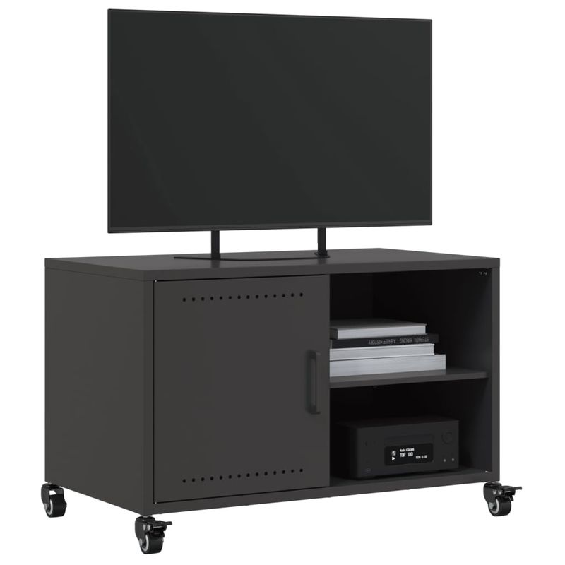 Casa si Gradina - Mobilier - Comode si corpuri - Comode - Dulap TV, negru, 68x39x43,5 cm, otel laminat la rece - Infinity.ro
