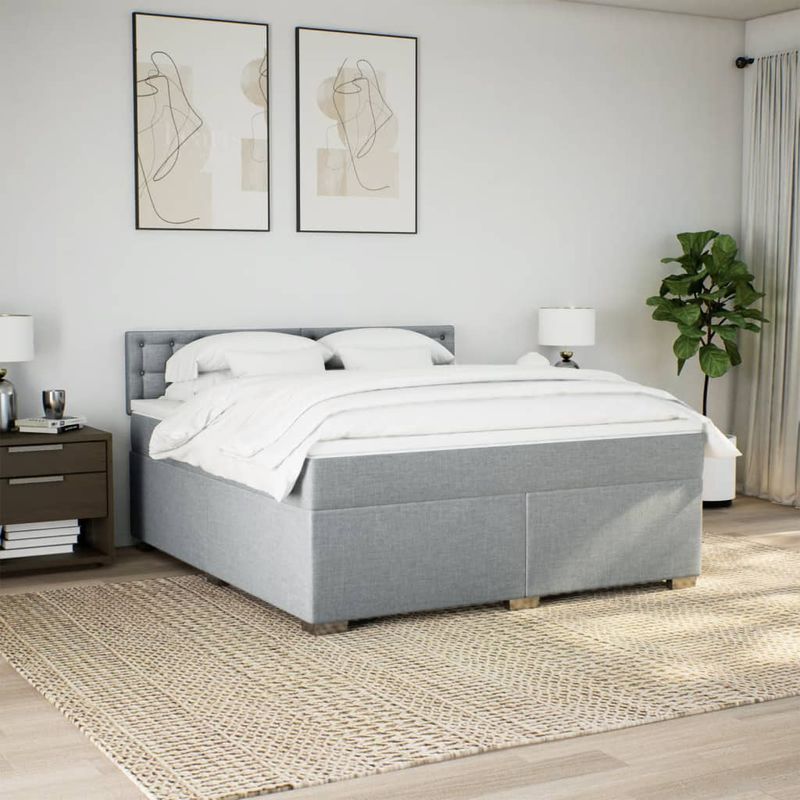 Casa si Gradina - Mobilier - Paturi si accesorii - Paturi - Pat continental, gri deschis, 180x200 cm, material textil - Infinity.ro