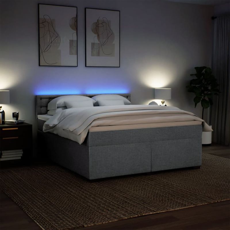 Casa si Gradina - Mobilier - Paturi si accesorii - Paturi - Pat continental, gri deschis, 180x200 cm, material textil - Infinity.ro