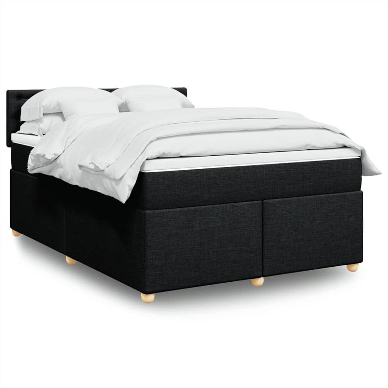Casa si Gradina - Mobilier - Paturi si accesorii - Paturi - Pat box spring cu saltea, negru, 140x190 cm, textil - Infinity.ro