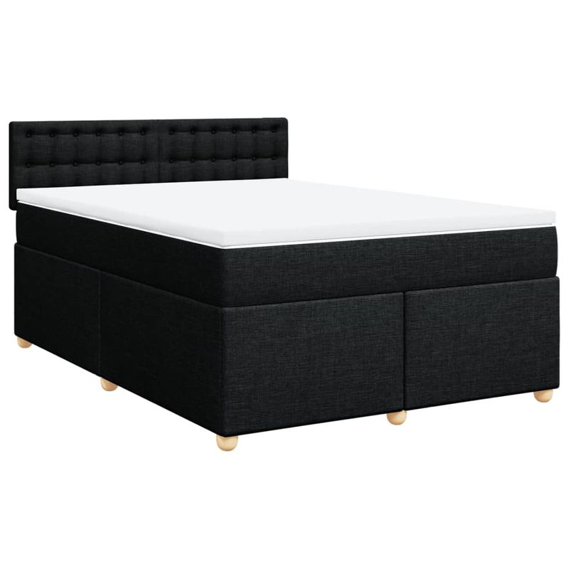 Casa si Gradina - Mobilier - Paturi si accesorii - Paturi - Pat box spring cu saltea, negru, 140x190 cm, textil - Infinity.ro