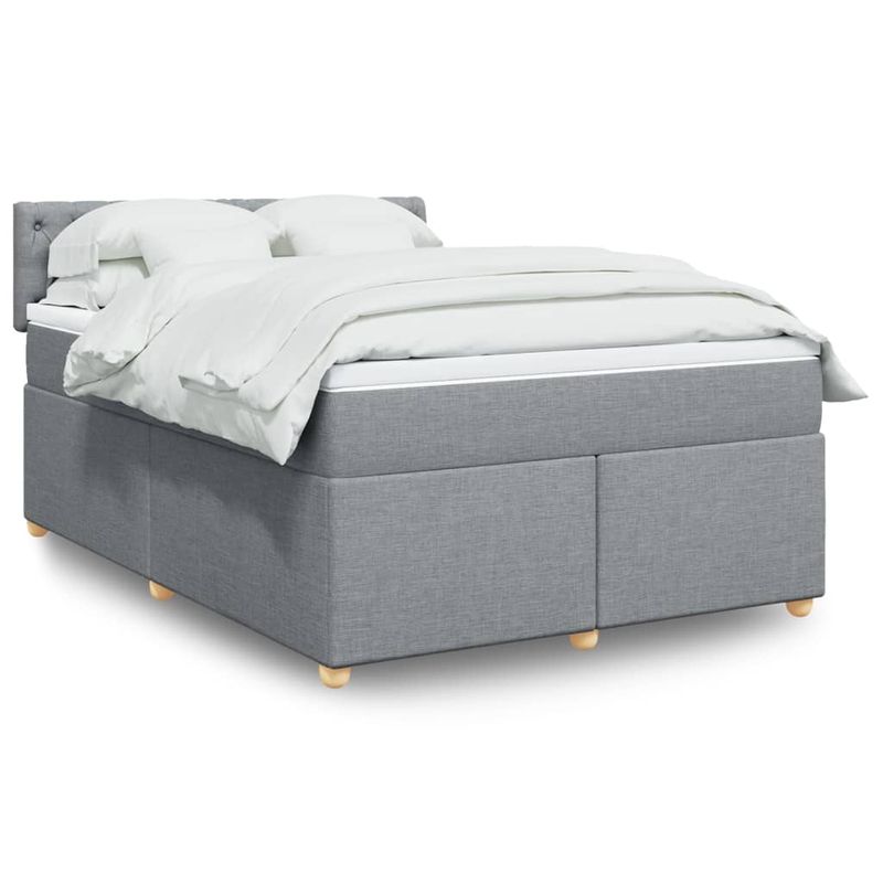 Casa si Gradina - Mobilier - Paturi si accesorii - Paturi - Pat continental cu saltea, gri deschis, 160x200 cm, textil - Infinity.ro