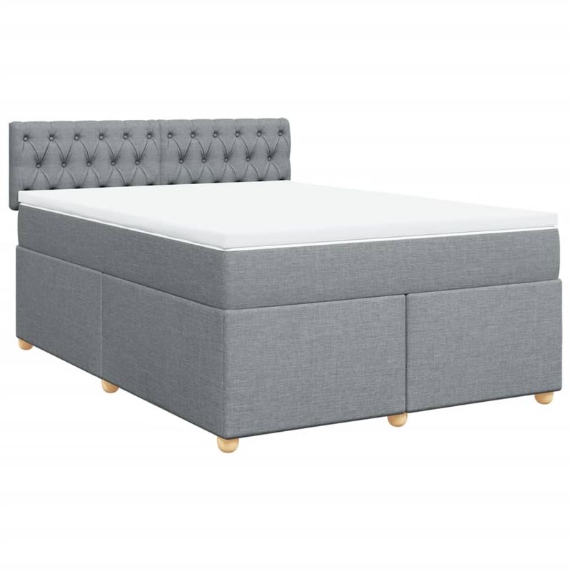Casa si Gradina - Mobilier - Paturi si accesorii - Paturi - Pat continental cu saltea, gri deschis, 160x200 cm, textil - Infinity.ro