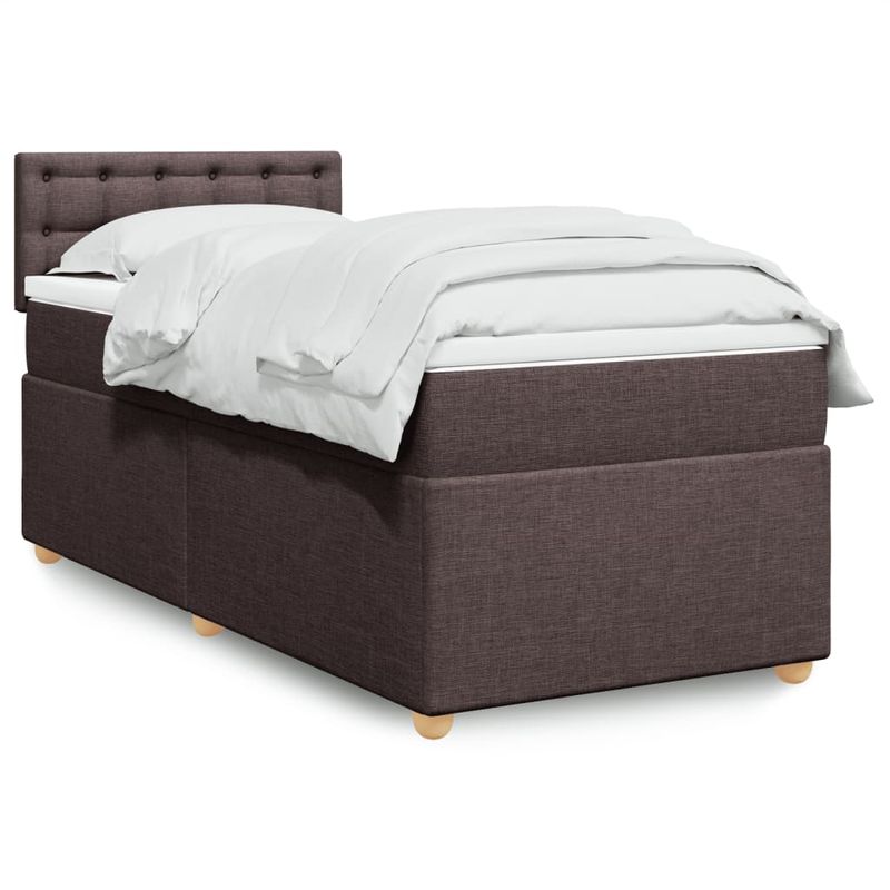 Casa si Gradina - Mobilier - Paturi si accesorii - Paturi - Pat box spring cu saltea, maro inchis, 90x200 cm, textil - Infinity.ro