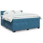 Casa si Gradina - Mobilier - Paturi si accesorii - Paturi - Pat box spring cu saltea, albastru, 180x200 cm, catifea - Infinity.ro