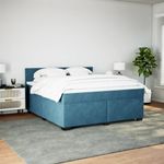 Casa si Gradina - Mobilier - Paturi si accesorii - Paturi - Pat box spring cu saltea, albastru, 180x200 cm, catifea - Infinity.ro