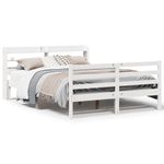 Casa si Gradina - Mobilier - Paturi si accesorii - Paturi - Cadru de pat cu tablie, alb, 140x190 cm, lemn masiv de pin - Infinity.ro