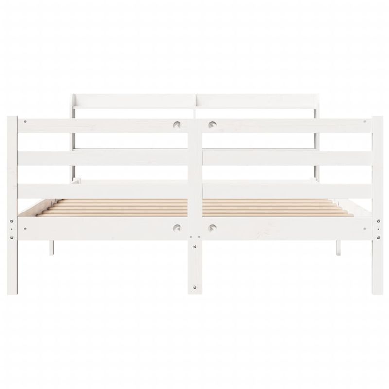 Casa si Gradina - Mobilier - Paturi si accesorii - Paturi - Cadru de pat cu tablie, alb, 140x190 cm, lemn masiv de pin - Infinity.ro