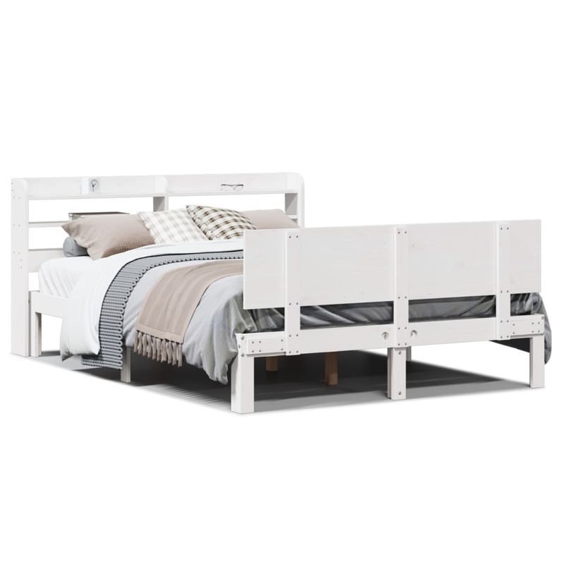 Casa si Gradina - Mobilier - Paturi si accesorii - Paturi - Cadru de pat cu tablie, alb, 160x200 cm, lemn masiv de pin - Infinity.ro
