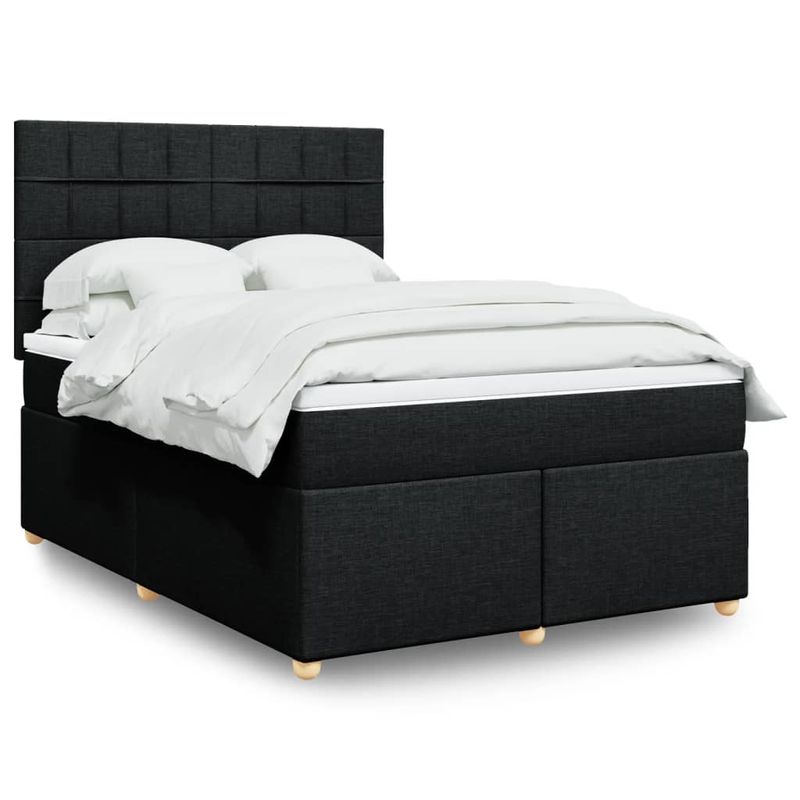 Casa si Gradina - Mobilier - Paturi si accesorii - Paturi - Pat box spring cu saltea, negru, 140x200 cm, textil - Infinity.ro