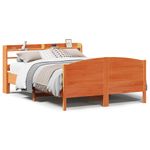 Casa si Gradina - Mobilier - Paturi si accesorii - Paturi - Cadru pat fara saltea, maro ceruit, 135x190 cm, lemn masiv pin - Infinity.ro